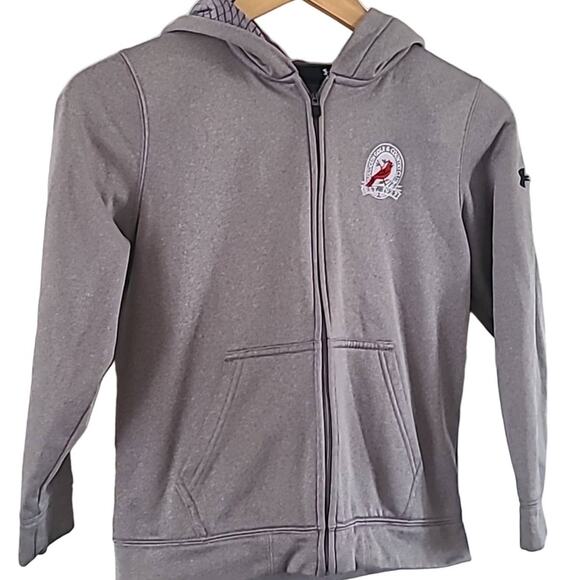 Under Armour Boys Full Zip Hoodie - Youth S/M Gray Embroidered Logo - Picture 4 of 7
